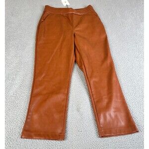 7  For All Mankind Pant Women L Brown Faux Leather Vegan High Rise Straight Leg